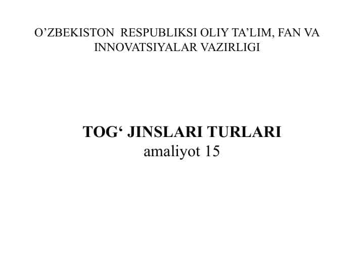 TOG‘ JINSLARI TURLARI