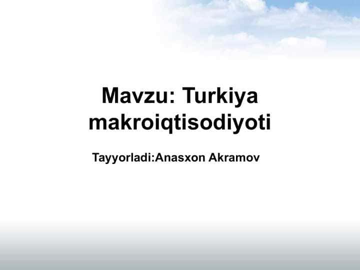 Turkiya makroiqtisodiyoti