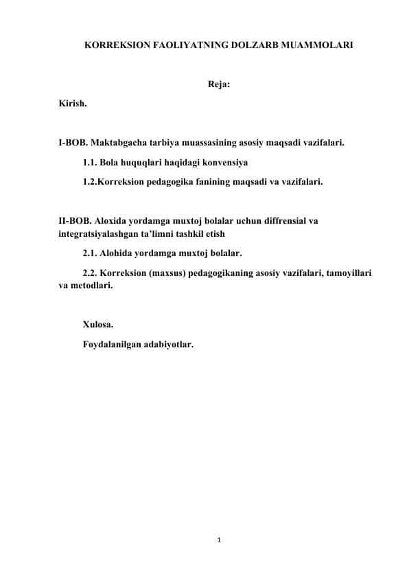 KORREKSION FAOLIYATNING DOLZARB MUAMMOLARI