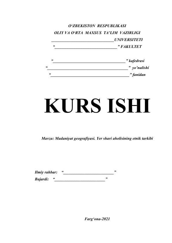Madaniyat geografiyasi. Yer shari aholisining etnik tarkibi