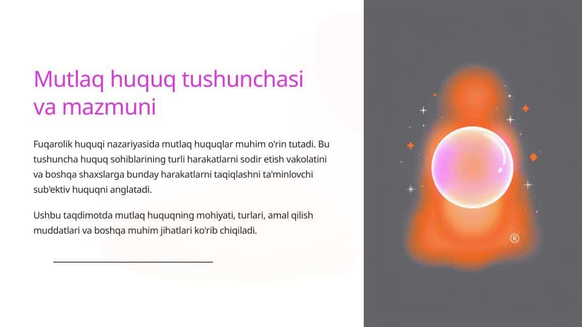 Mutlaq huquq tushunchasi va mazmuni
