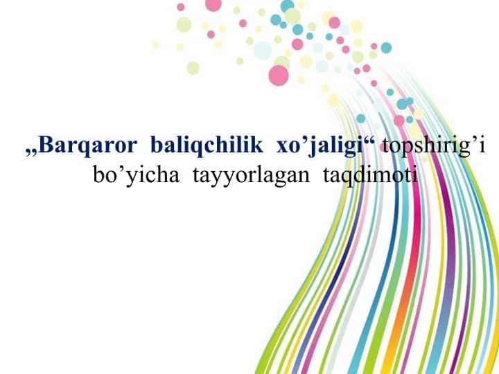 Barqaror baliqchilik xo’jaligi
