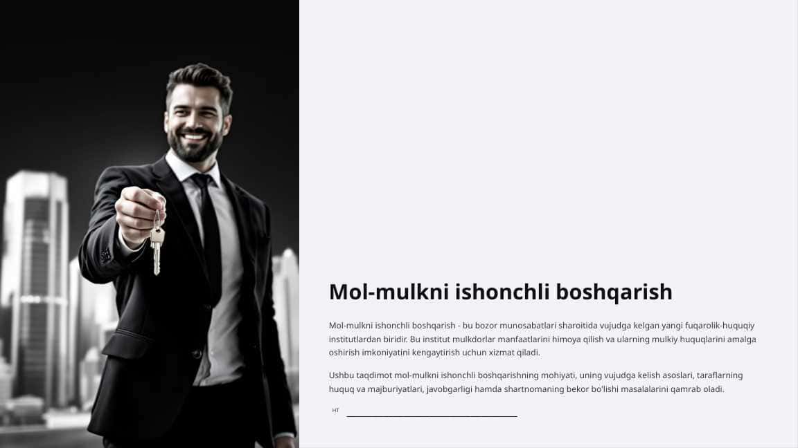 Mol-mulkni ishonchli boshqarish