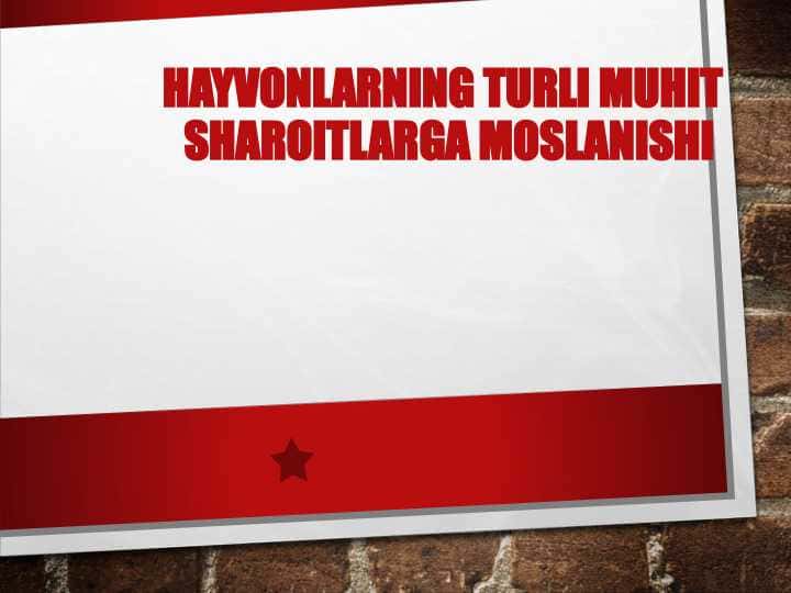 Hayvonlarning turli muhit sharoitlarga moslanishi