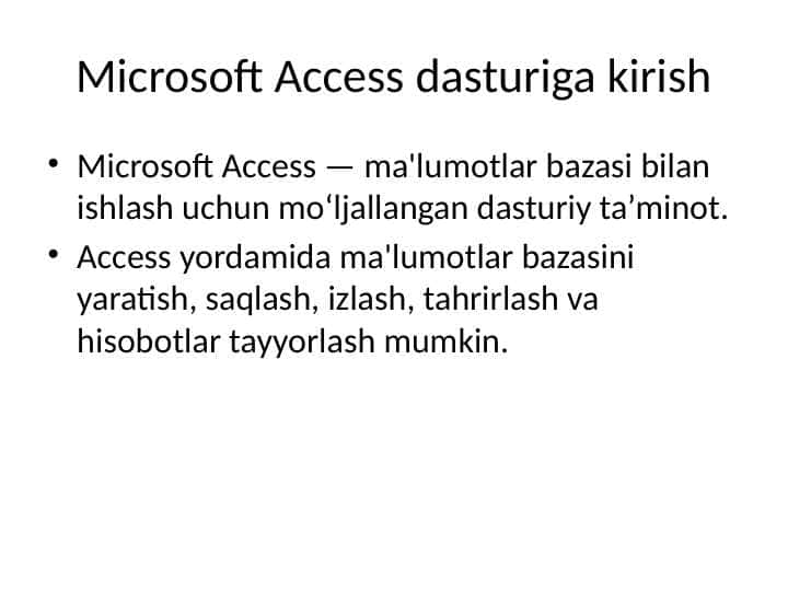 MS Acses obyektlari