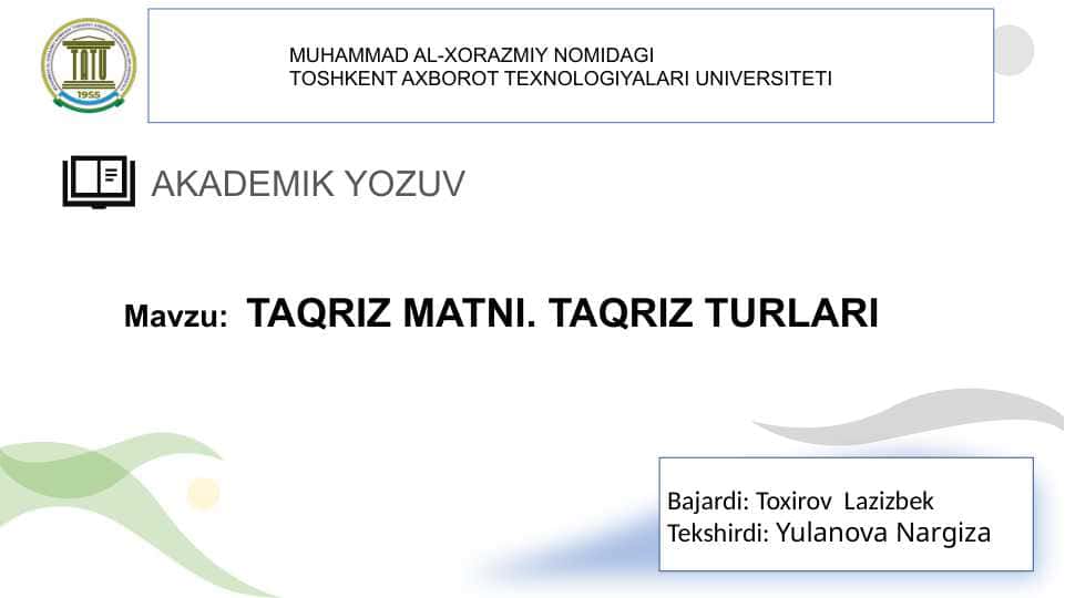 Taqriz va taqriz turlariga ppx