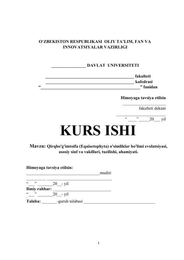 Qirqbo'g'imtoifa (Equisetophyta) o'simliklar bo'limi evolutsiyasi, asosiy sinf va vakillari, tuzilishi, ahamiyati