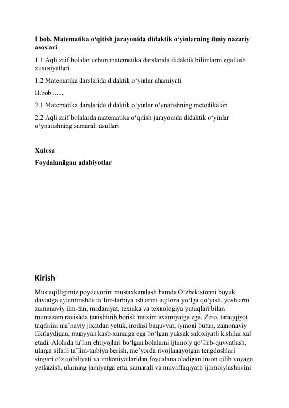Matematika o‘qitish jarayonida didaktik o‘yinlarning ahamiyati.