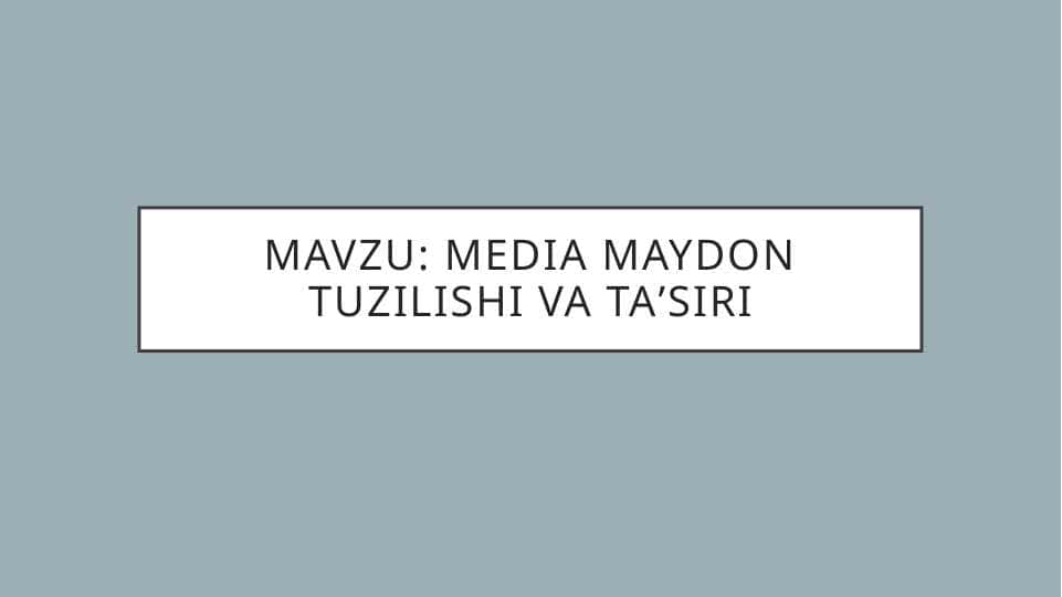 Media maydon tuzilishi va taʼsiri