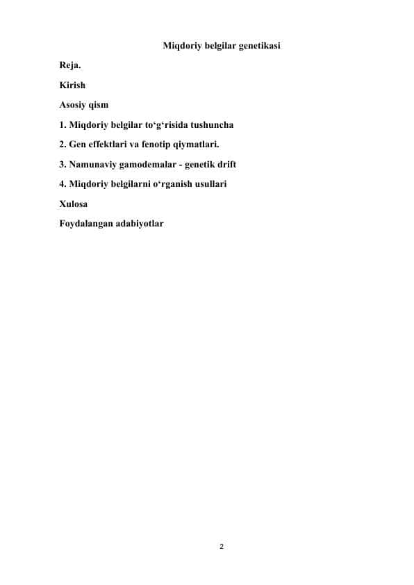 Miqdoriy belgilar genetikasi. Miqdoriy belgilar to‘g‘risida tushuncha