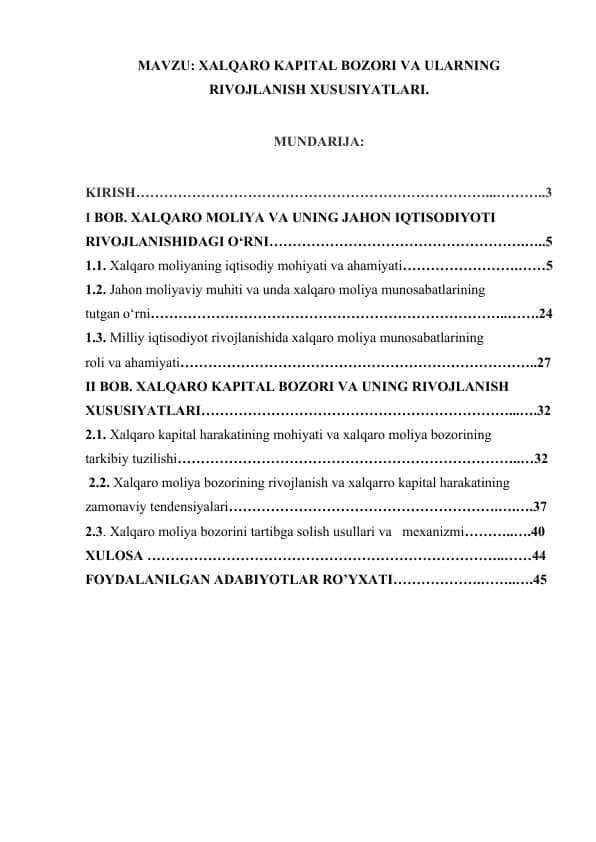 XALQARO KAPITAL BOZORI VA ULARNING.docx