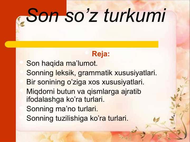 Son so’z turkumi