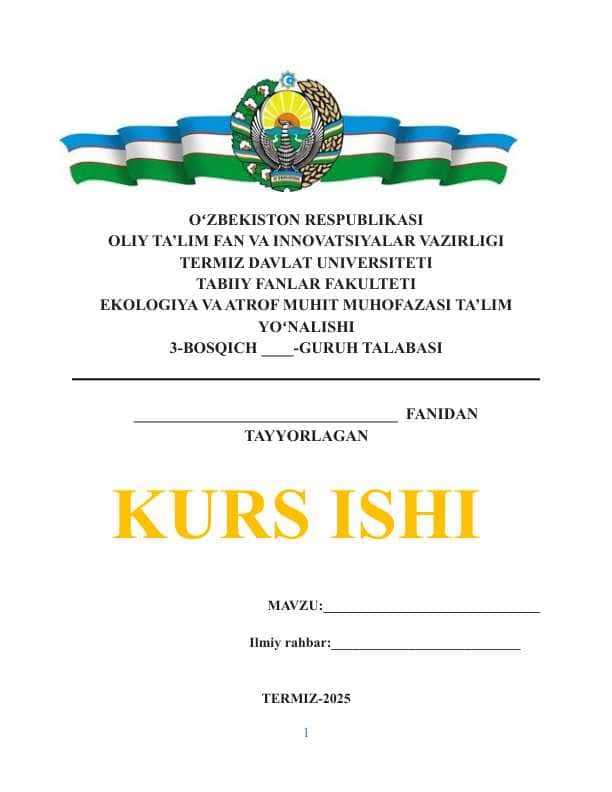 YENGIL SANOATNING ATROF-MUHITGA TAʼSIRI VA MONITORINGNING NAZARIY ASOSLARI KURS ISHI