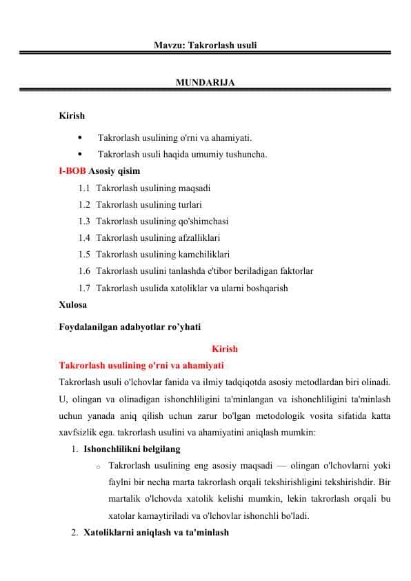 Takrorlash usuli