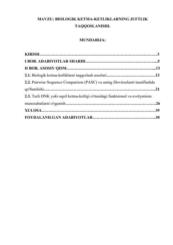 BIOLOGIK KETMA KETLIKLARNING JUFTLIK TAQQOSLANISHI.docx