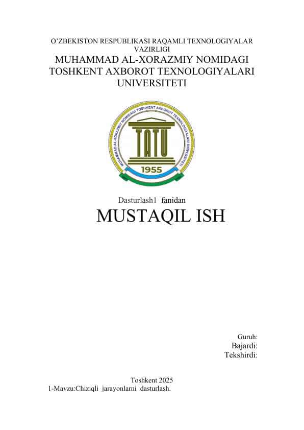 1-kurs talabalari uchun dasturlash fanidan mustaqil ish