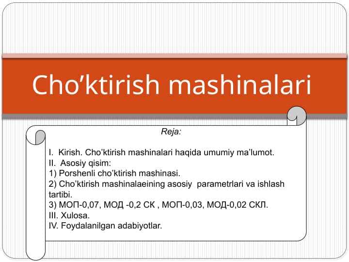 Cho’ktirish mashinalari