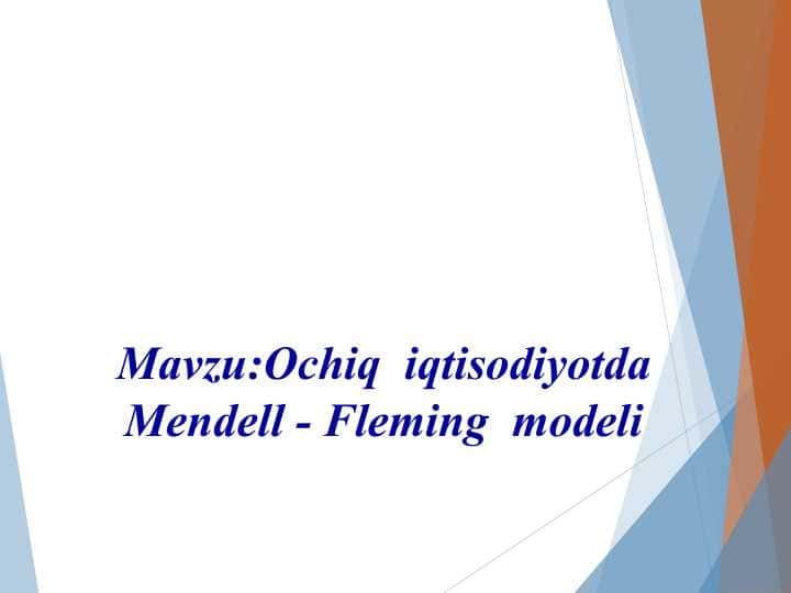 Ochiq iqtisodiyotda Mendell - Fleming modeli