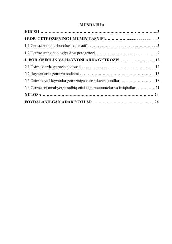 "Geterozis" mavzusida kurs ishi