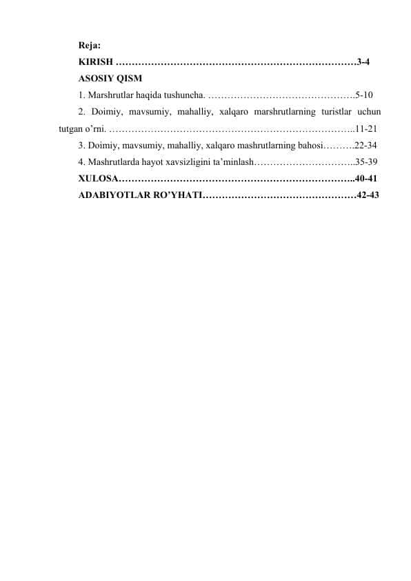 Doimiy, mavsumiy, mahalliy, xalqaro marshrutlar