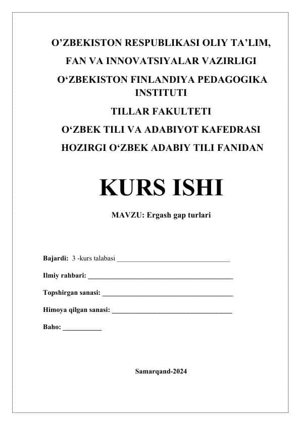 Ergash gap turlari
