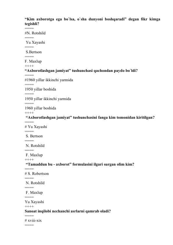 Raqamli iqtisodiyot fanidan yakuniy nazorat savollari.