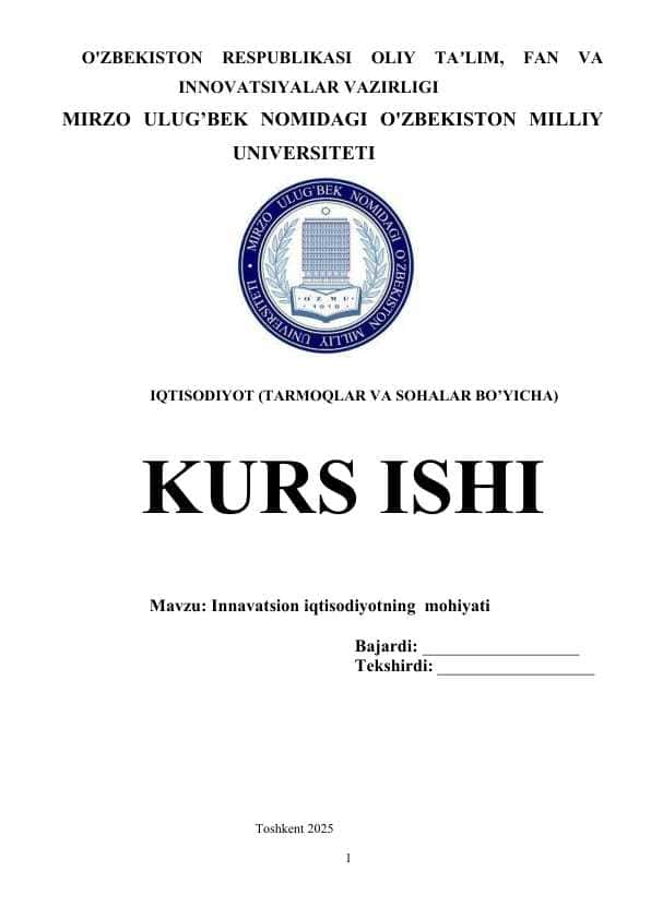 Innavatsion iqtisodiyotning mohiyati