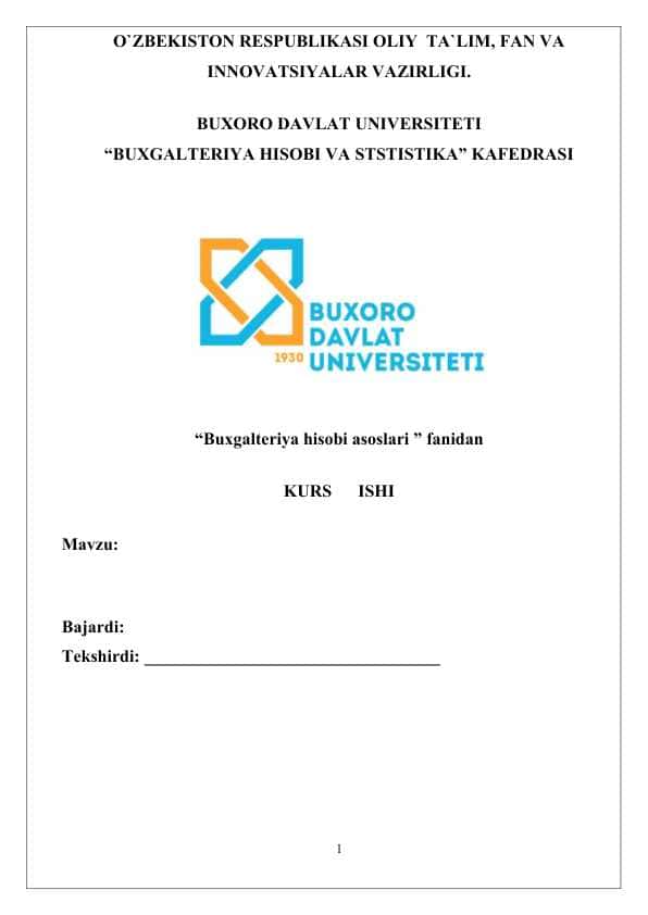 Moliyaviy hisobotni tuzish va taqdim etish.