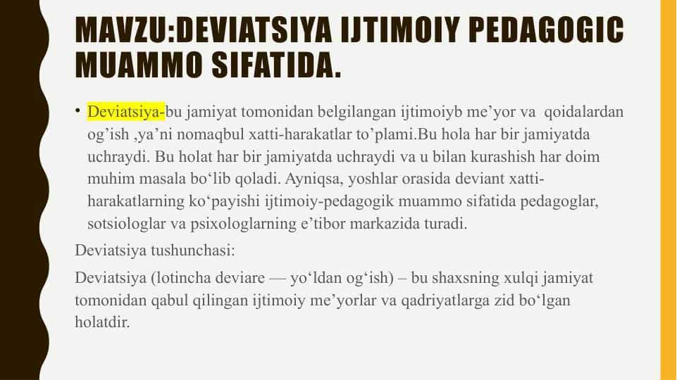 Deviatsiya ijtimoiy pedagogic muammo sifatida