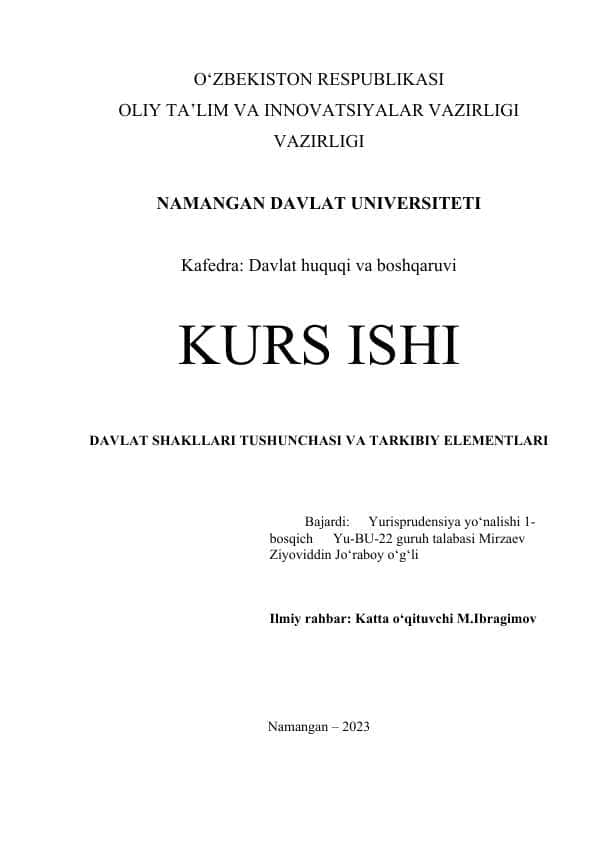 Davlat huquqi va boshqaruvi