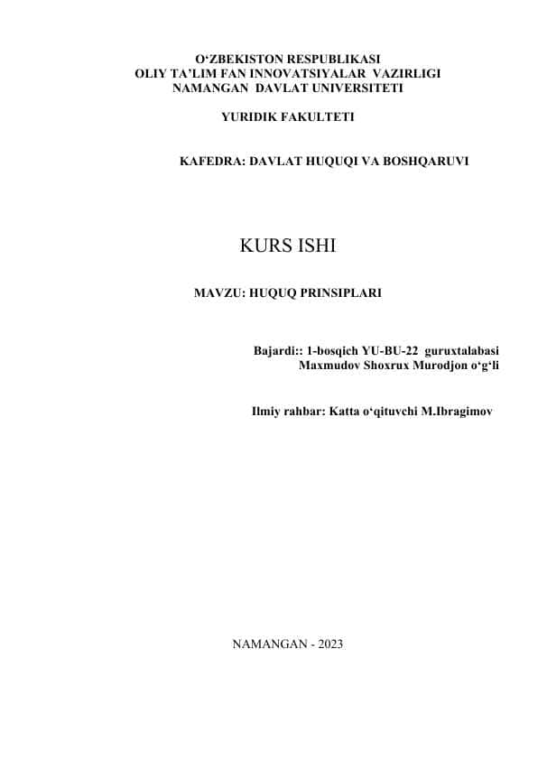 HUQUQ PRINSIPLARI