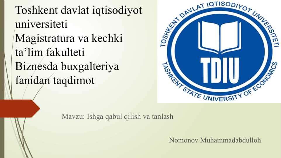Ishga qabul qilish va tanlash