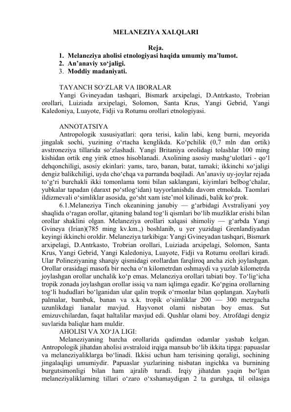 MELANEZIYA XALQLARI