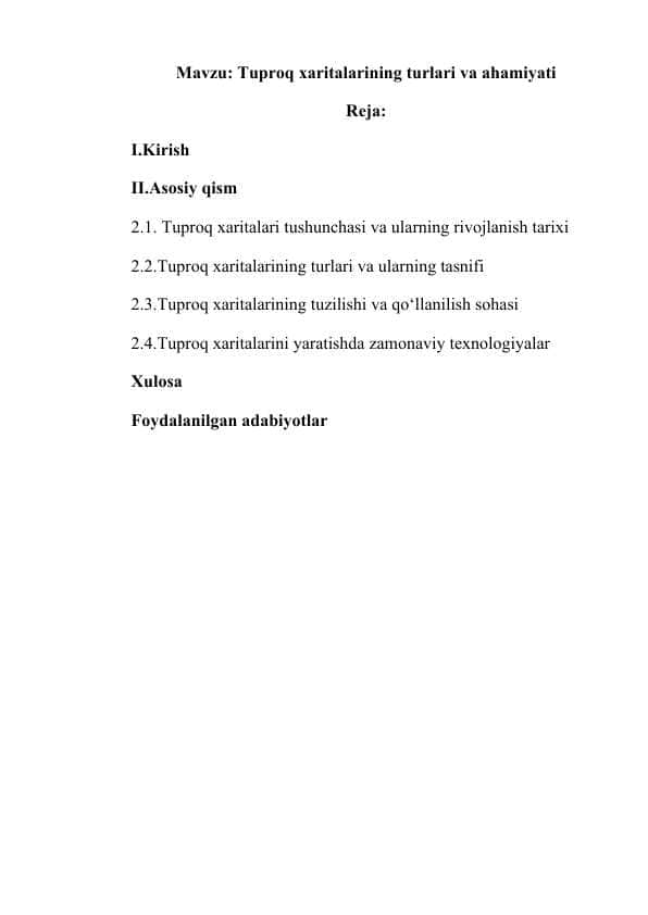 Tuproq xaritalarining turlari