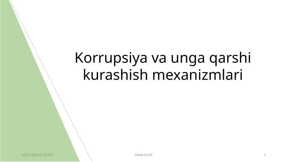 Korrupsiya va unga qarshi kurashish mexanizmlari