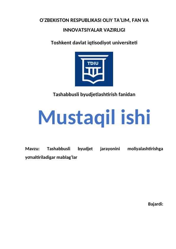 Tashabbusli byudjet jarayonini moliyalashtirishga yơnaltiriladigar mablag’lar