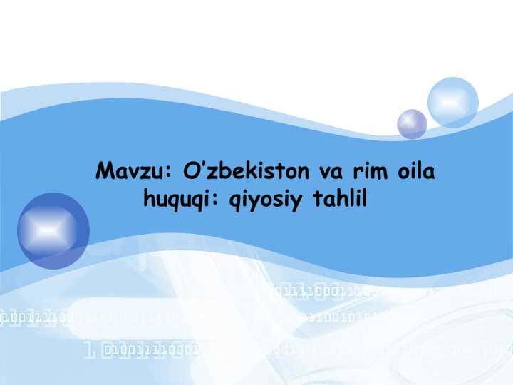 O’zbekiston va rim oila huquqi qiyosiy tahlil