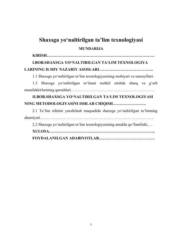 Shaxsga yo‘naltirilgan ta’lim texnologiyasi