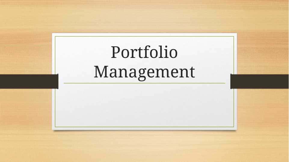 Portfolio Management