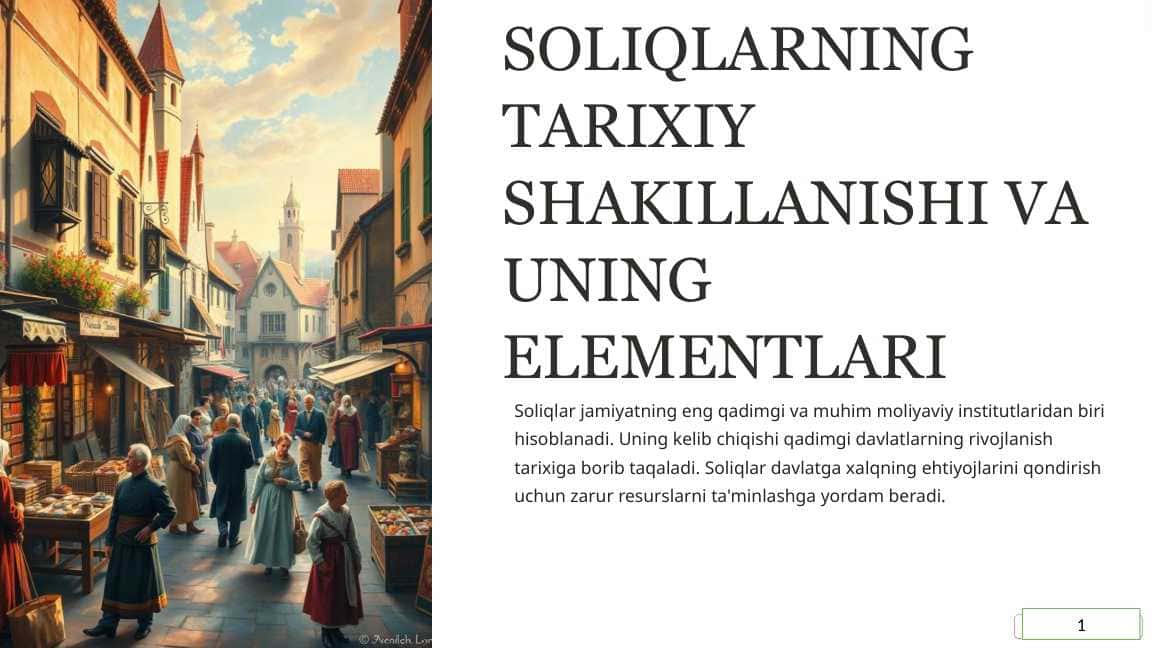 SOLIQLARNING TARIXIY SHAKILLANISHI VA UNING ELEMENTLARI