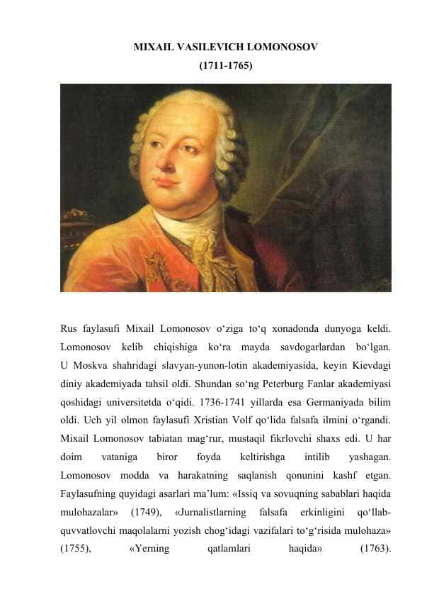 MIXAIL VASILEVICH LOMONOSOV