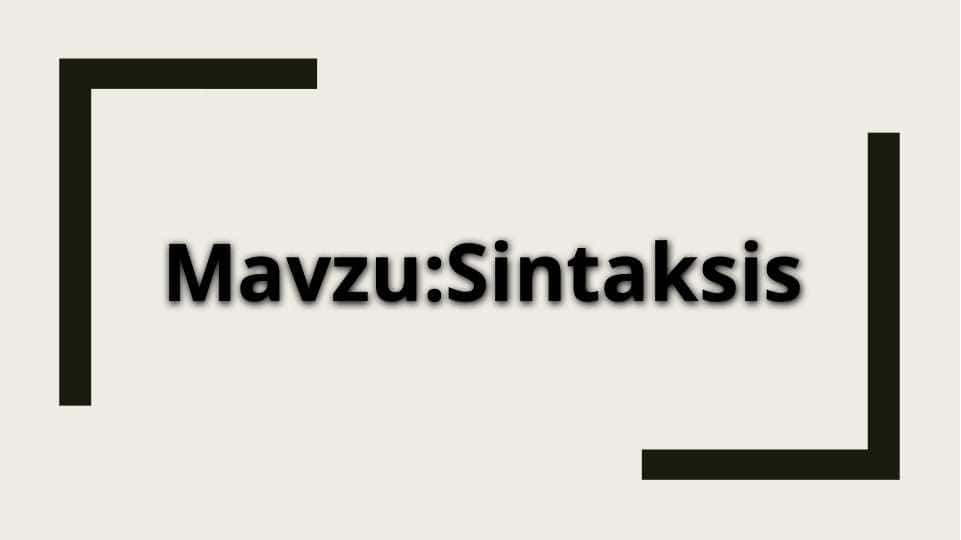 Sintaksis