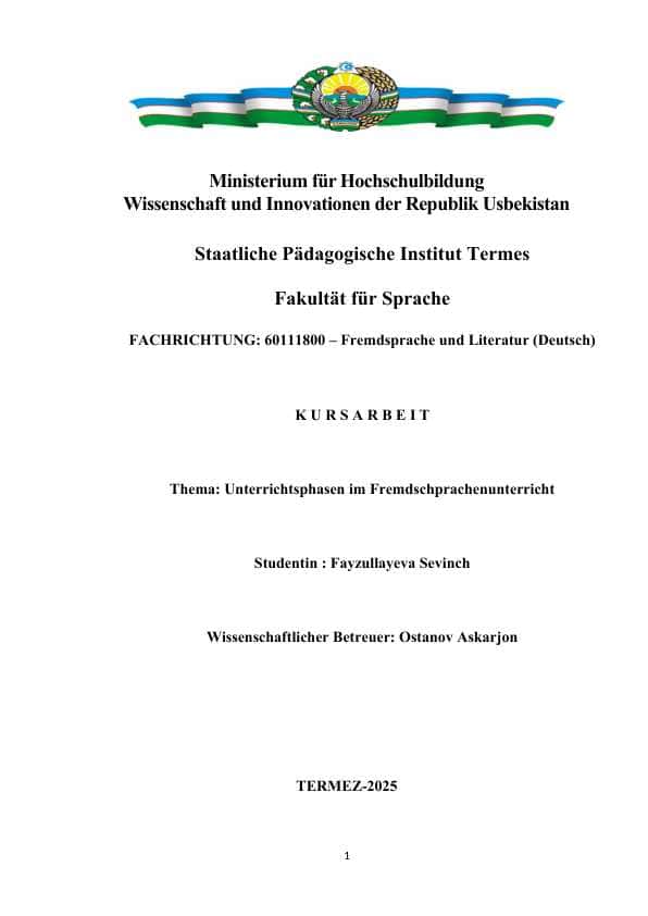Unterrichtsphasen im Fremdschprachenunterricht
