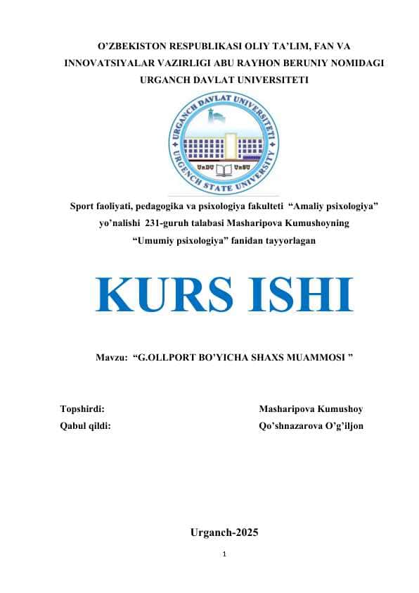 G.OLLPORT BO’YICHA SHAXS MUAMMOSI.docx