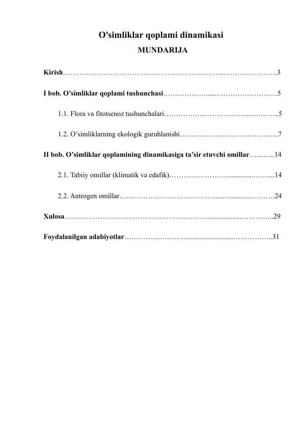 O'simliklar qoplami dinamikasi