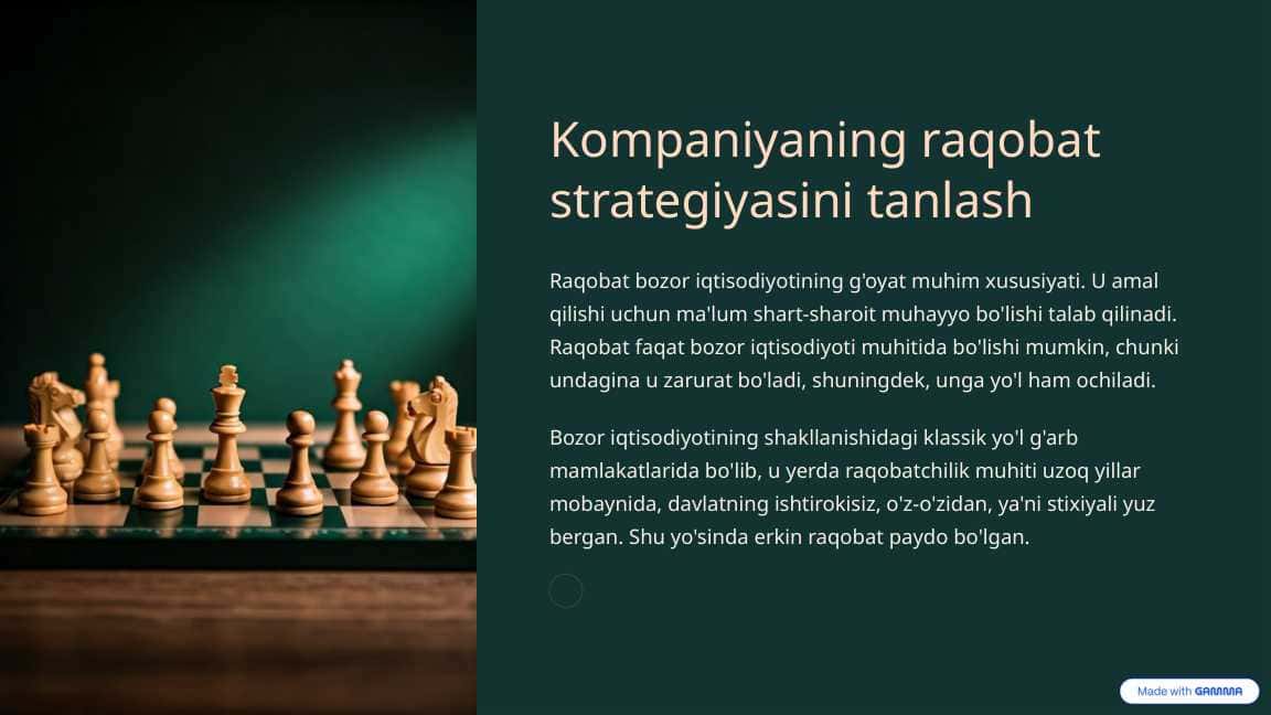 Kompaniyaning raqobat strategiyasini tanlash