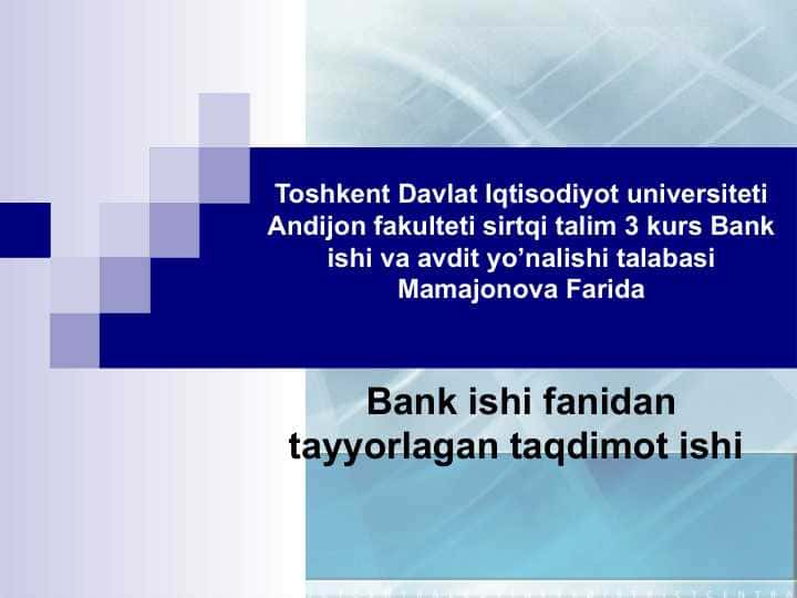 Tijorat banklarining faktoring operatsiyalari
