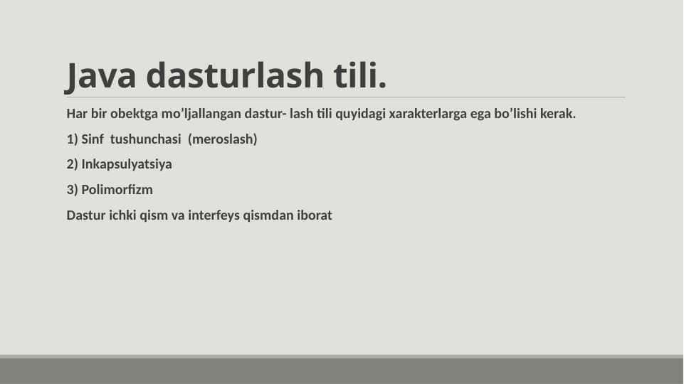 Java dasturlash tili.