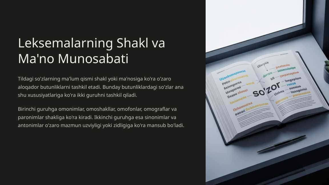 Leksemalarning Shakl va Ma'no Munosabati
