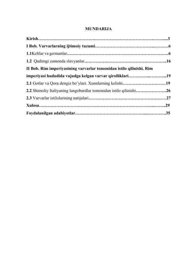 VARVAR QIROLLIKLARI